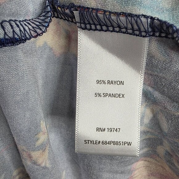 The Pioneer Woman Blue Floral 3/4 Sleeve Dress Rayon Spandex Blend L (12-14) - Picture 4 of 9